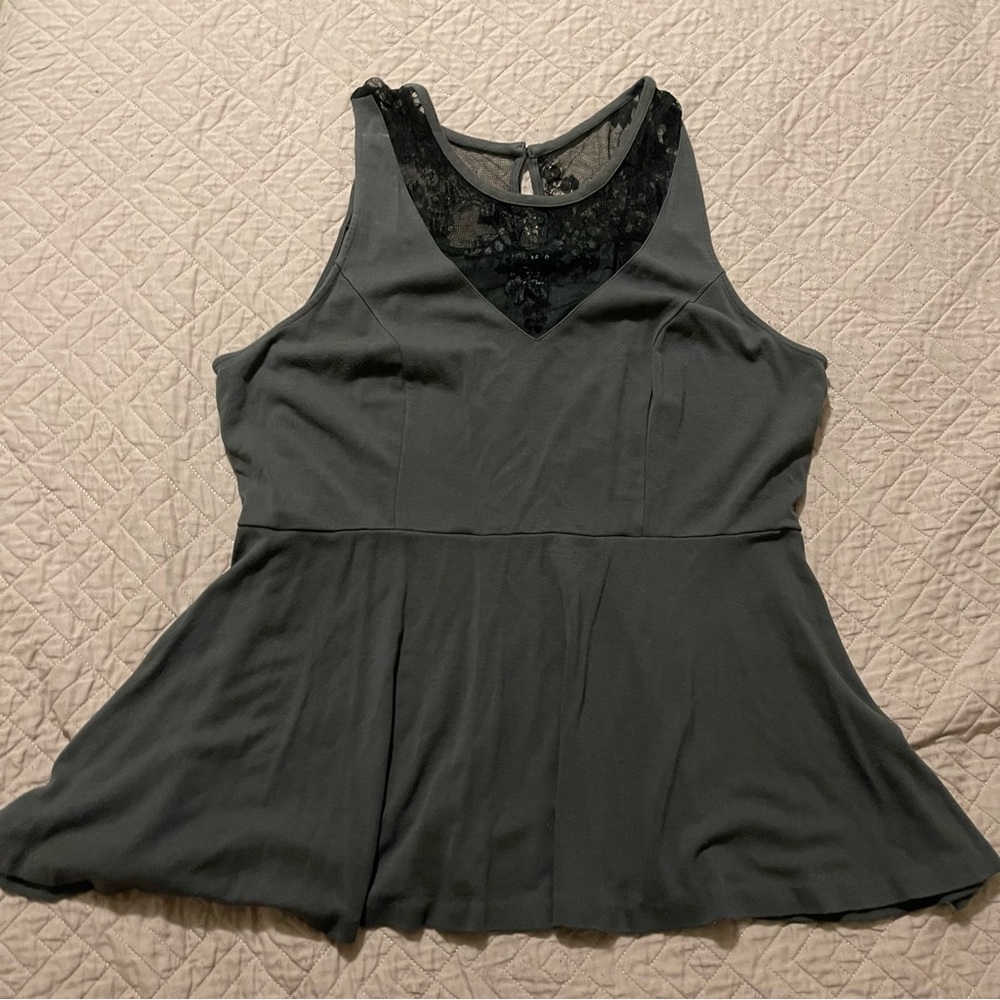 Lace neckline peplum top